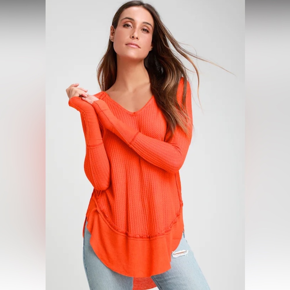 Free People We the Free Catalina Orange Long Sleeve Thermal Top
